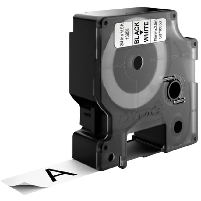 Labeltape Dymo LabelManager D1 nylon 19mm zwart op wit