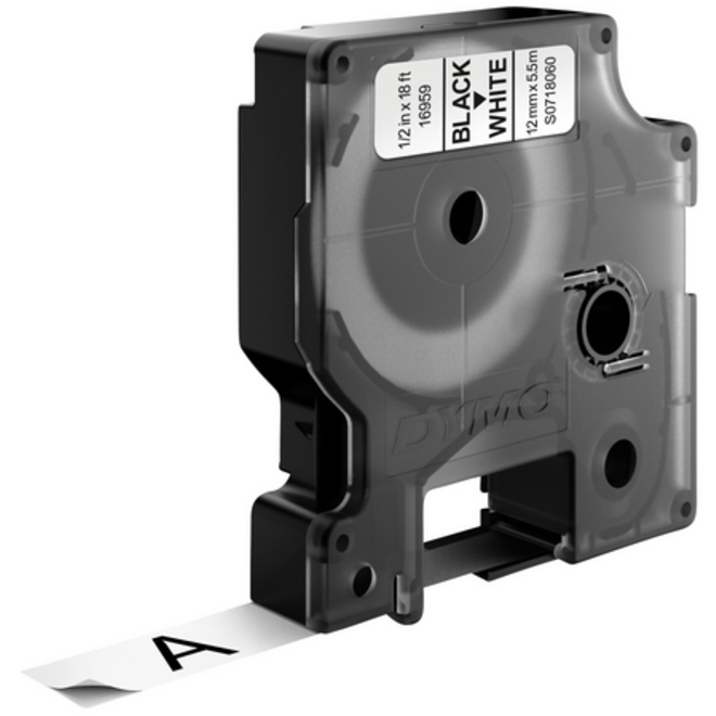 Labeltape Dymo LabelManager D1 polyester 12mm zwart op wit