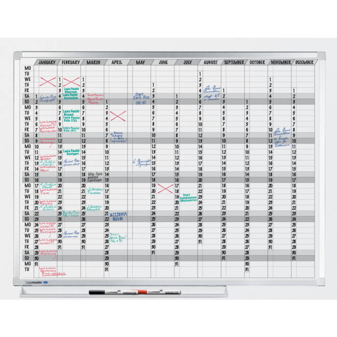 Planbord Legamaster professional jaarplanner hor 90x120cm