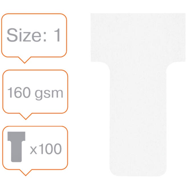 Planbord T-kaart Nobo nr 1 16mm wit 100 stuks