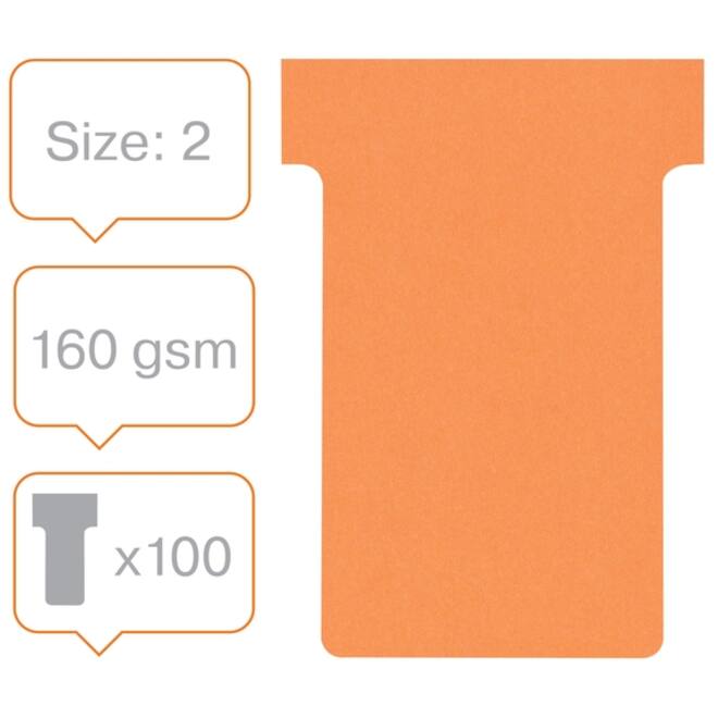 T-kaart Nobo nr.2 48mm oranje 100 stuks