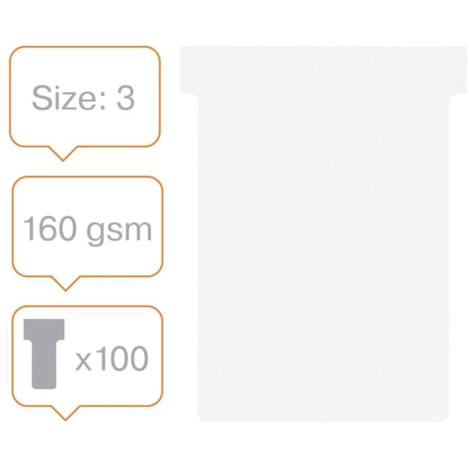 T-kaart Nobo nr.3 80mm wit 100 stuks
