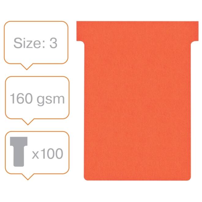T-kaart Nobo nr.3 80mm rood 100 stuks