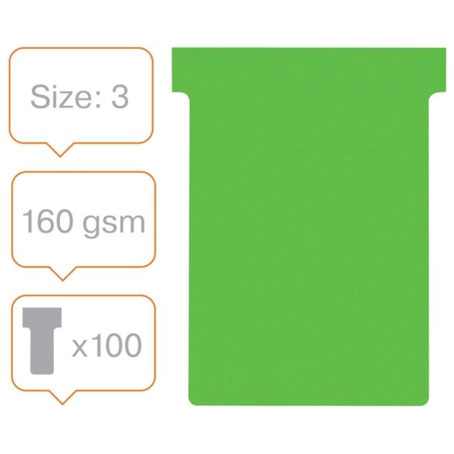 T-kaart Nobo nr.3 80mm groen 100 stuks