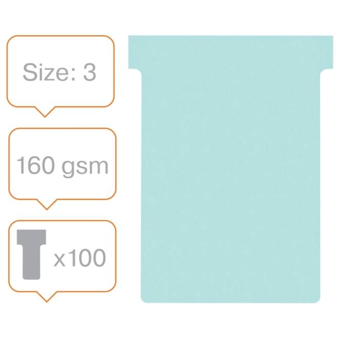 T-kaart Nobo nr.3 80mm blauw 100 stuks