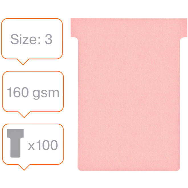 Planbord T-kaart Nobo nr 3 80mm roze 100 stuks