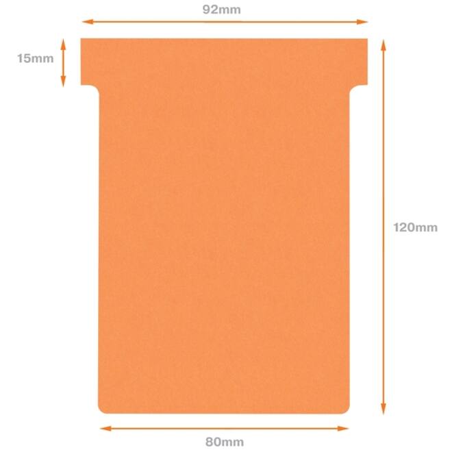 T-kaart Nobo nr.3 80mm oranje 100 stuks