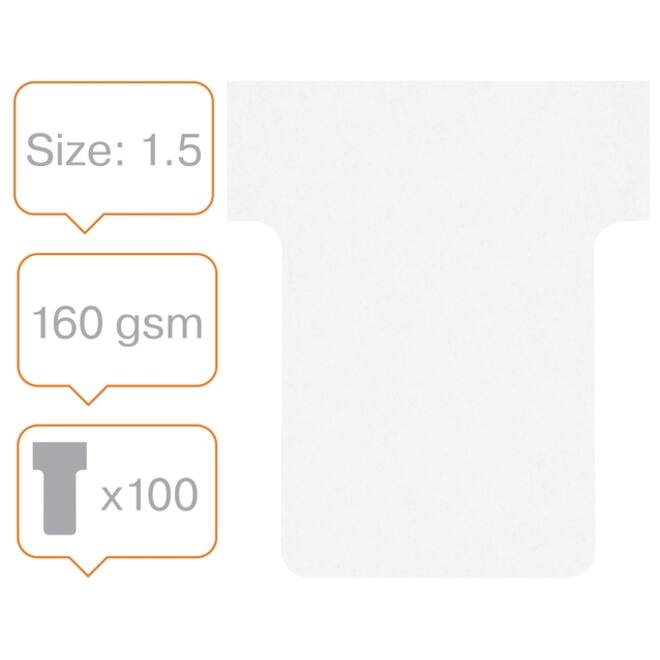 T-kaart Nobo nr 1.5 36mm wit 100 stuks