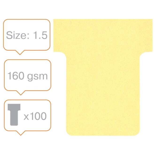 T-kaart Nobo nr. 1.5 36mm geel 100 stuks