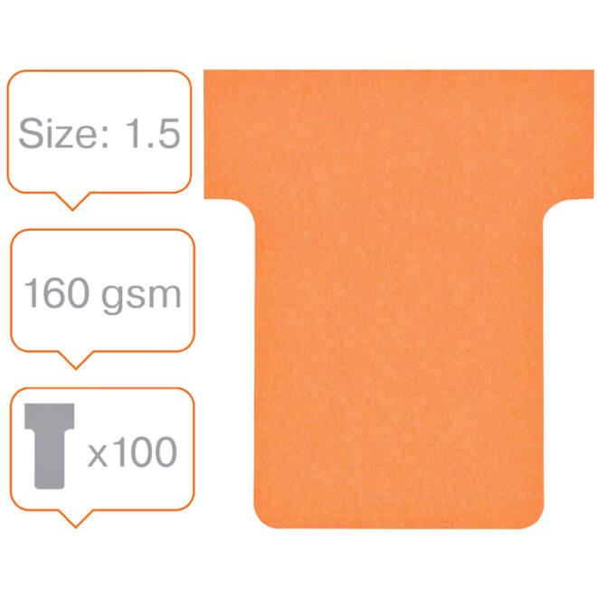 T-kaart Nobo nr 1.5 36mm oranje 100 stuks