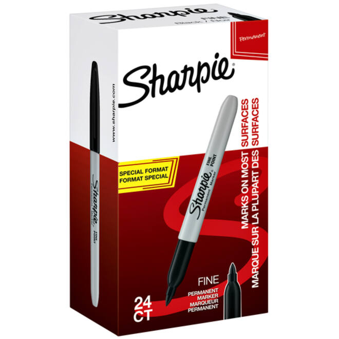 Viltstift Sharpie rond fijn zwart valuepack à 20 + 4 stuks gratis