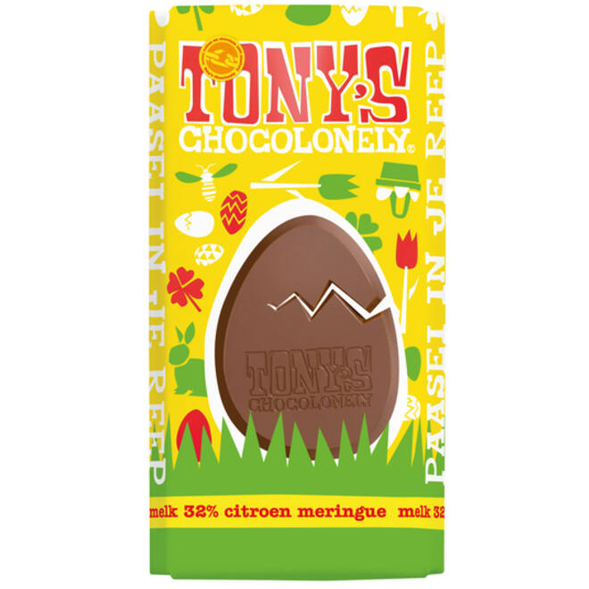 Chocolade Tony's Chocolonely paasreep melk met meringue & citroen 180gr