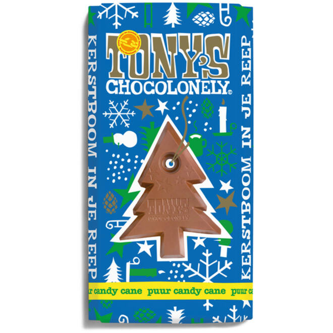 Chocolade Tony's Chocolonely puur mint candy cane 180gr