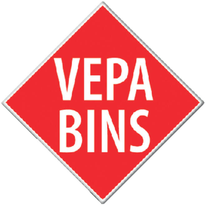 Afvalbak Vepa Bins met pushdeksel 50 liter metaal wit