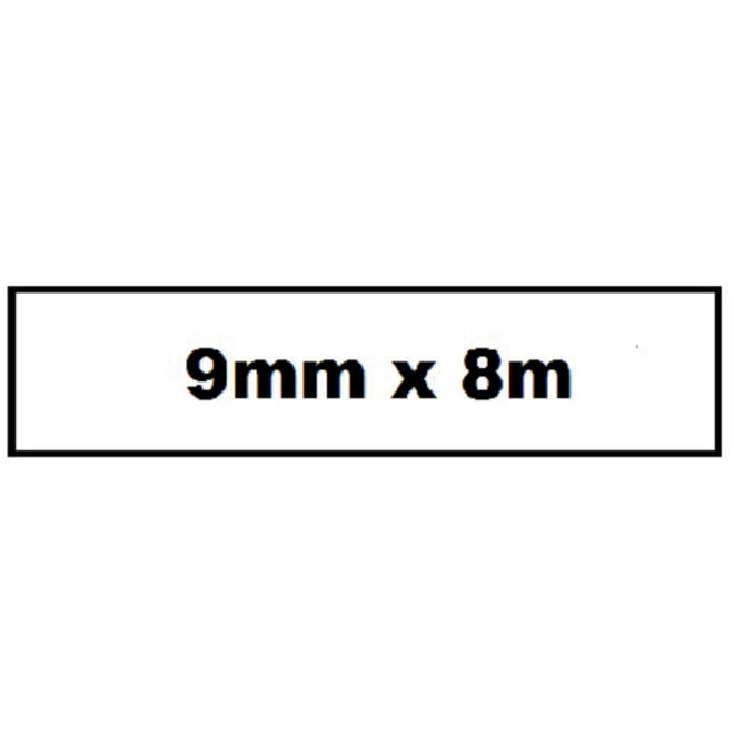 Labeltape Quantore TZE-221 9mm x 8m zwart op wit