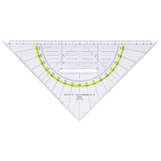 Geodriehoek Aristo 1555/2 225mm met greep transparant