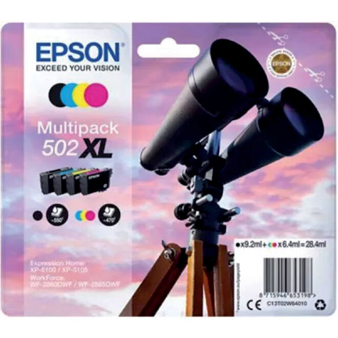 Inktcartridge Epson 502XL T02W6 zwart + 3 kleuren