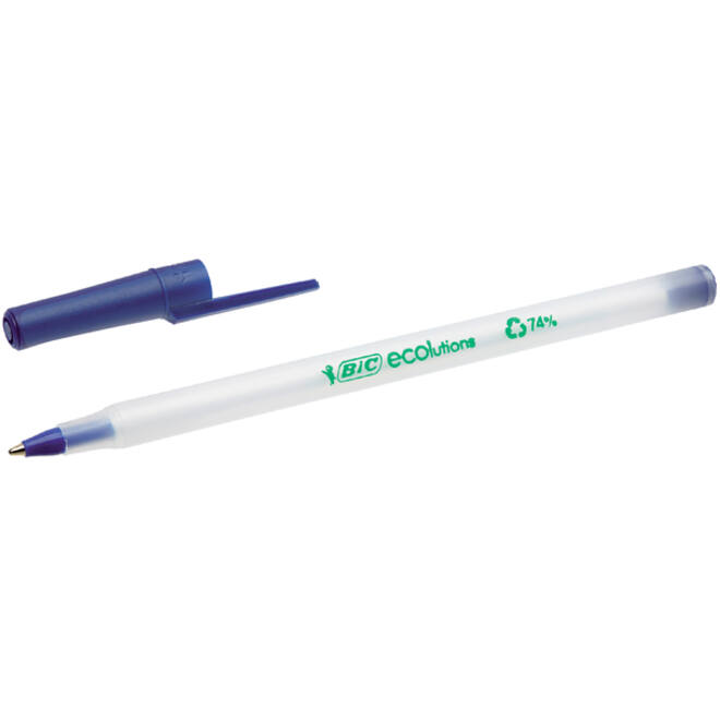 Balpen Bic ecolutions round stic medium blauw