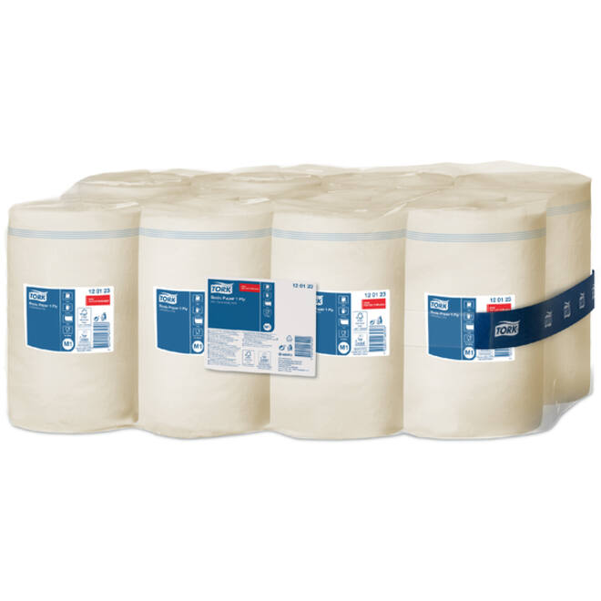 Poetspapier Tork M1 Basic Universal 1-laags 120m wit 120123