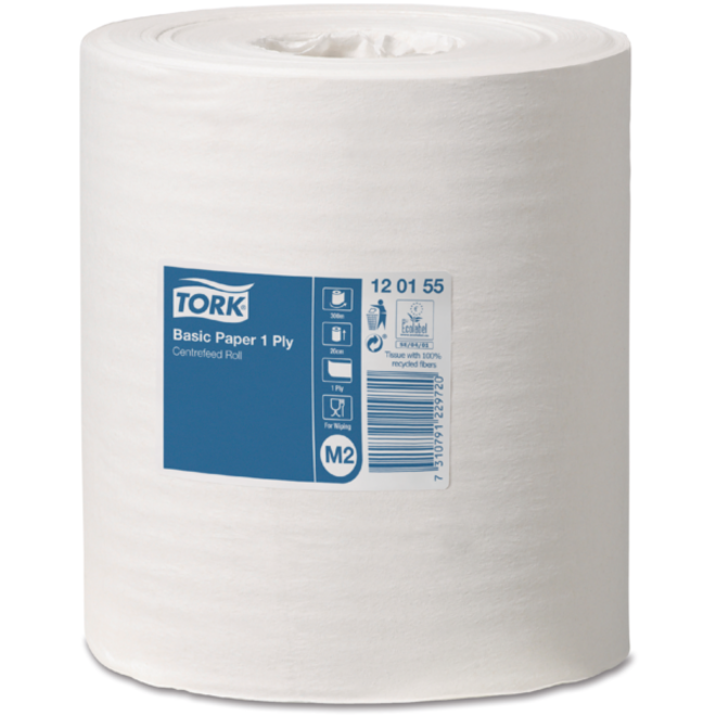 Poetspapier Tork Basic M2 centerfeed 1-laags 300m wit 120155