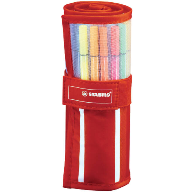 Fineliner STABILO pen 68/30 rollerset rood assorti set à 30 stuks