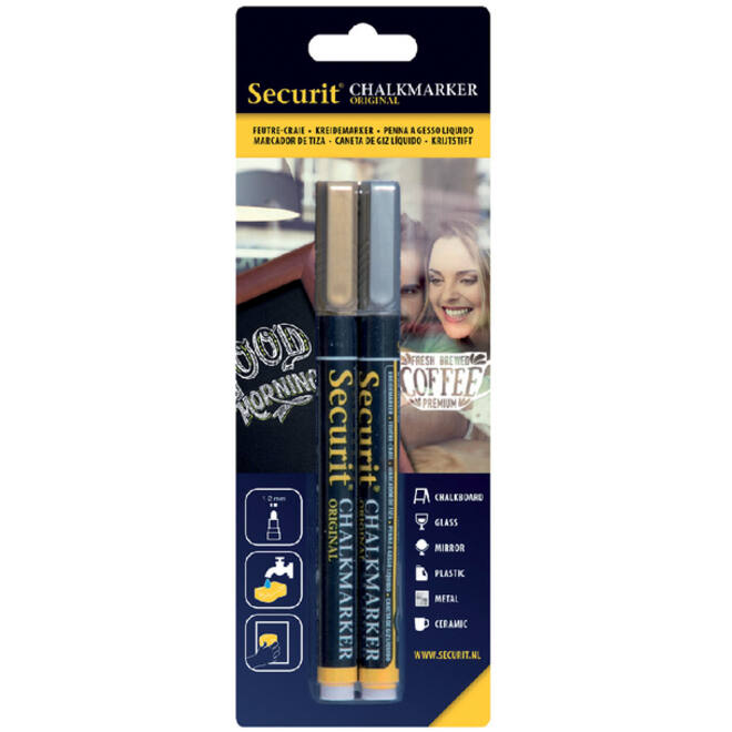 Krijtstift Securit SMA-100 rond 1-2mm goud/zilver assorti