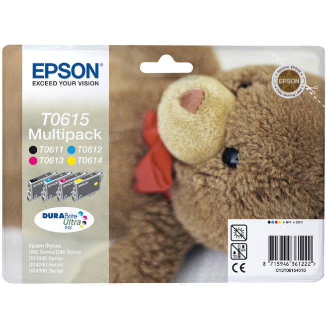 Inktcartridge Epson T0615 zwart + 3 kleuren