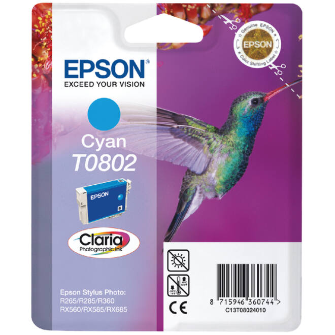 Inktcartridge Epson T0802 blauw