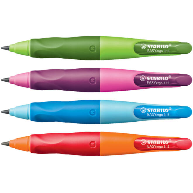 Vulpotlood STABILO Easyergo HB 3.15mm rechtshandig oranje/rood incl puntenslijper blister à 1 stuk