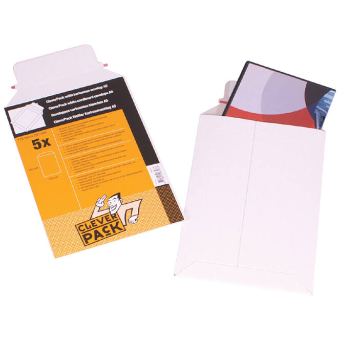 Envelop CleverPack karton A4 240x315mm wit pak à 5 stuks