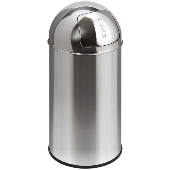 Afvalbak Pushcan met pushdeksel 40liter zilver
