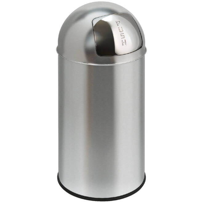 Afvalbak Pushcan met pushdeksel 40liter mat RVS