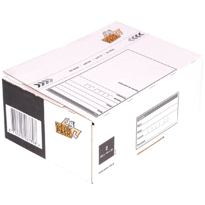 Postpakketbox 2 CleverPack 200x140x80mm wit pak à 25 stuks