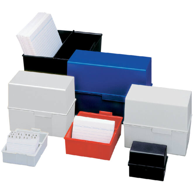 Kaartenbak Han breed A5 kunststof blauw
