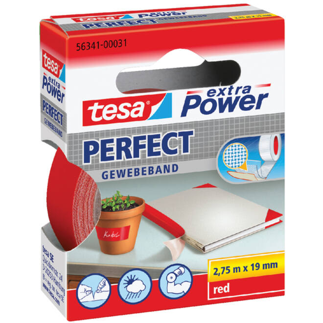 Textieltape tesa® extra Power Perfect 2.75mx19mm rood