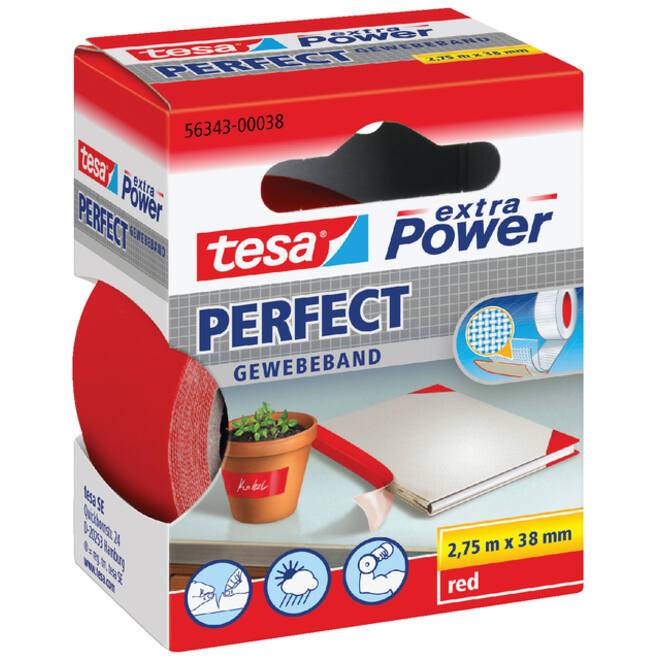 Textieltape tesa® extra Power Perfect 2.75mx38mm rood