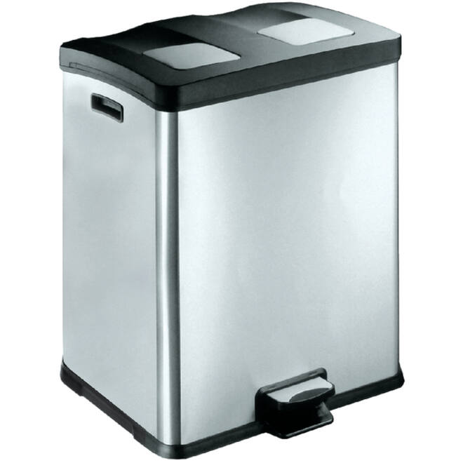 Afvalbak EKO Rejoice pedaalemmer 2x30 liter mat RVS