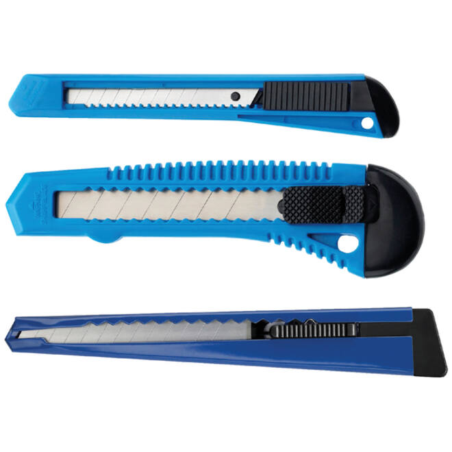 Snijmes Westcott office 9mm met schuifsluiting en metalen houder blauw