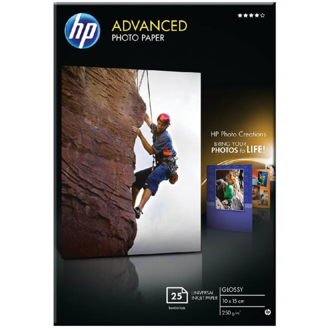 Inkjetpapier HP Q8691A 10x15cm photo glossy 250gr 25vel