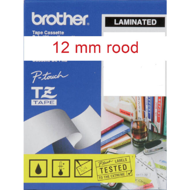 Labeltape Brother P-touch TZE-232 12mm rood op wit