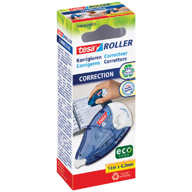 Correctieroller tesa® ecoLogo® 4,2mmx14m navulbaar hangdoosje