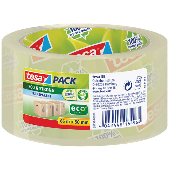 Verpakkingstape tesapack® Eco & Strong 66mx50mm transparant