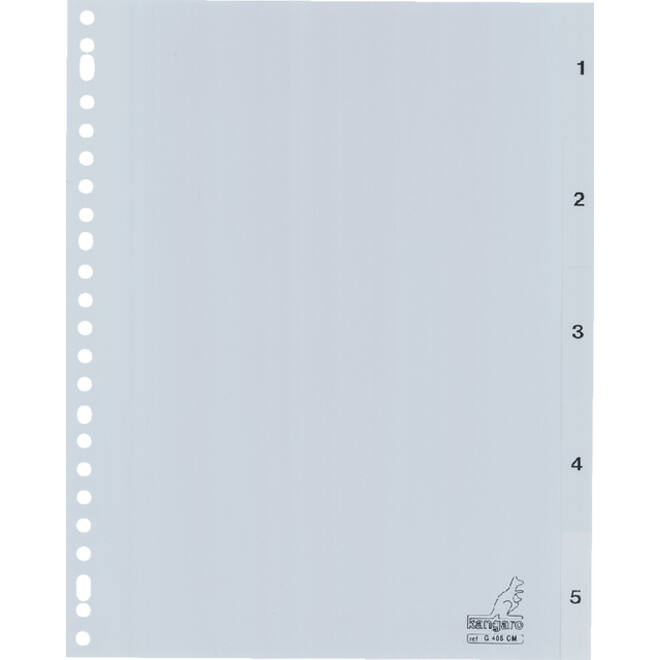 Tabbladen Kangaro 23-gaats G405CM 1-5 genummerd grijs PP