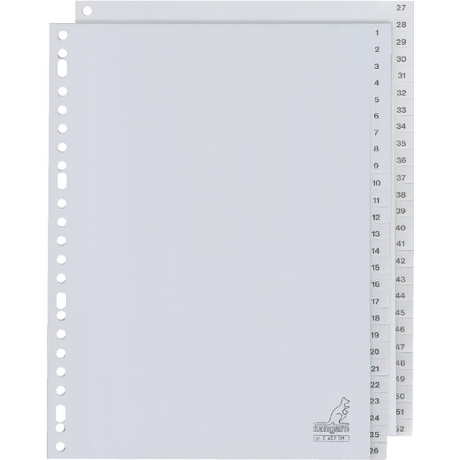 Tabbladen Kangaro 23-gaats G452CM 1-52 genummerd grijs PP