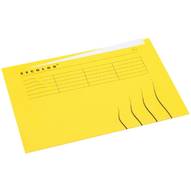 Vouwmap Secolor A4 ongelijk 225gr geel