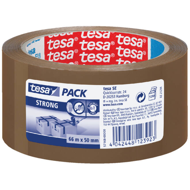 Verpakkingstape tesapack® Strong 66mx50mm PP bruin