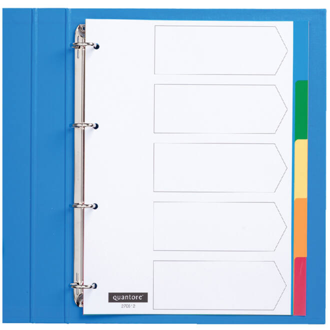 Tabbladen Quantore 4-gaats 5-delig assorti tabs PP