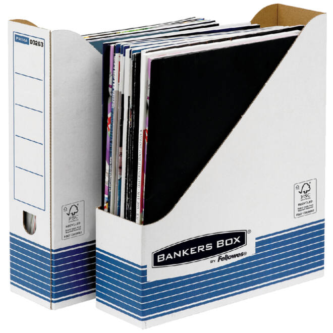 Tijdschriftcassette Bankers Box System A4 wit blauw