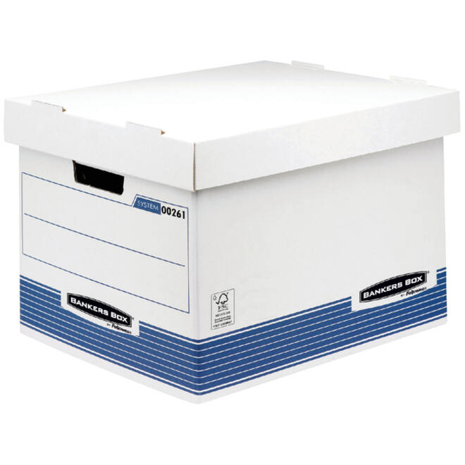 Archiefdoos Bankers Box System standaard wit blauw