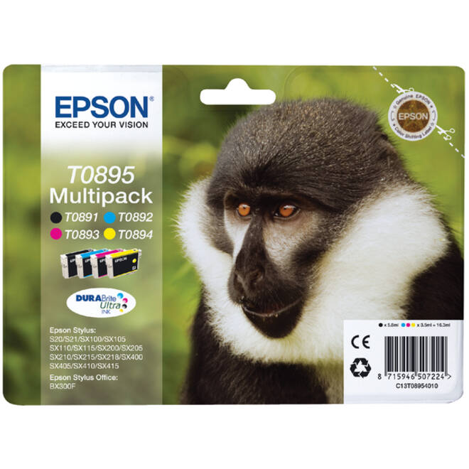 Inktcartridge Epson T0895 zwart + 3 kleuren